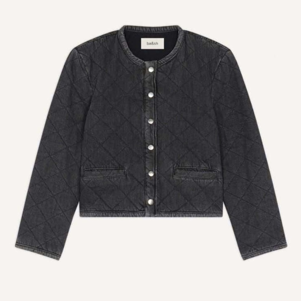Ba&sh Women's Denim Quilted Black Jacket Size 2/ M